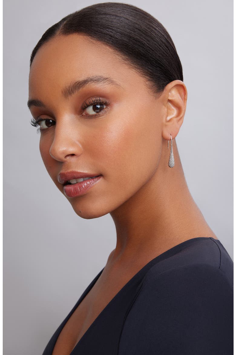 Sterling Silver Caviar Teardrop Earrings, Alternate, color, STERLING SILVER
