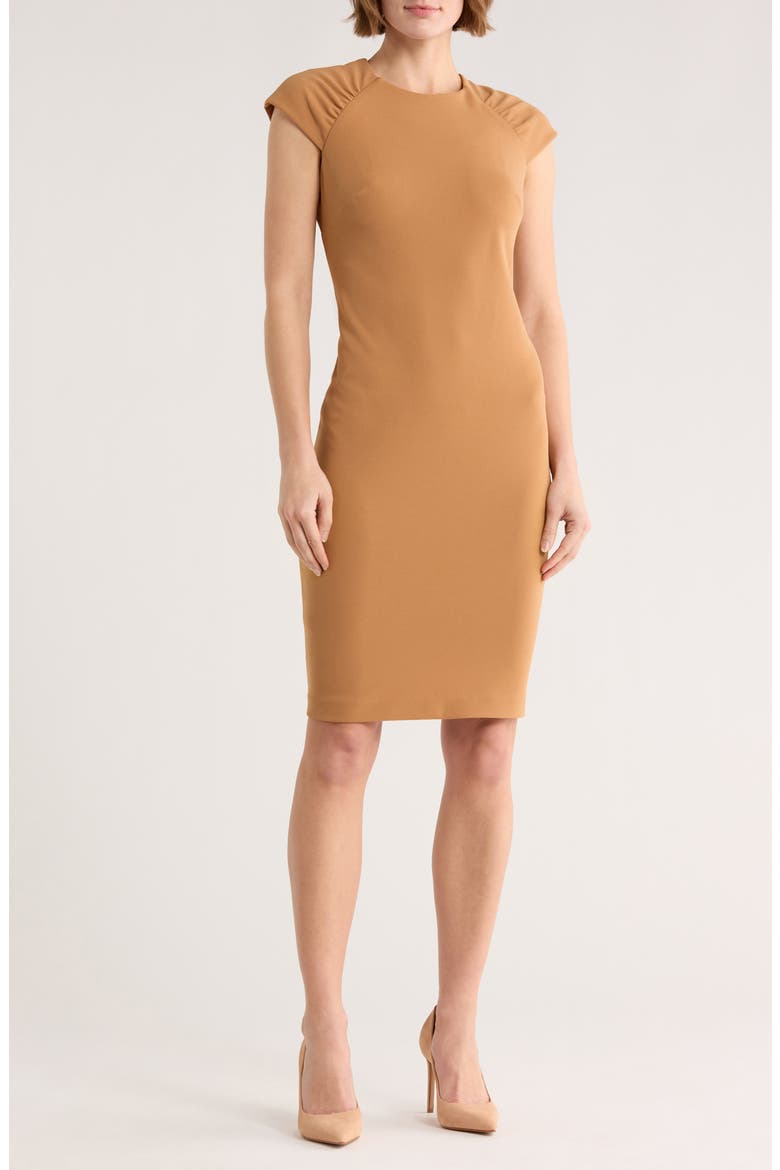 Cap Sleeve Sheath Dress, Main, color, LUGGAGE