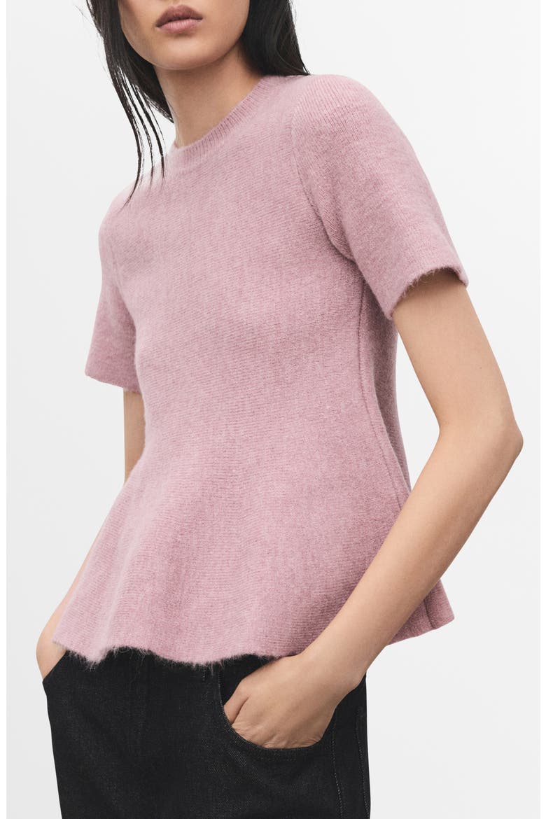 Short Sleeve Peplum Sweater, Alternate, color, PASTEL PINK