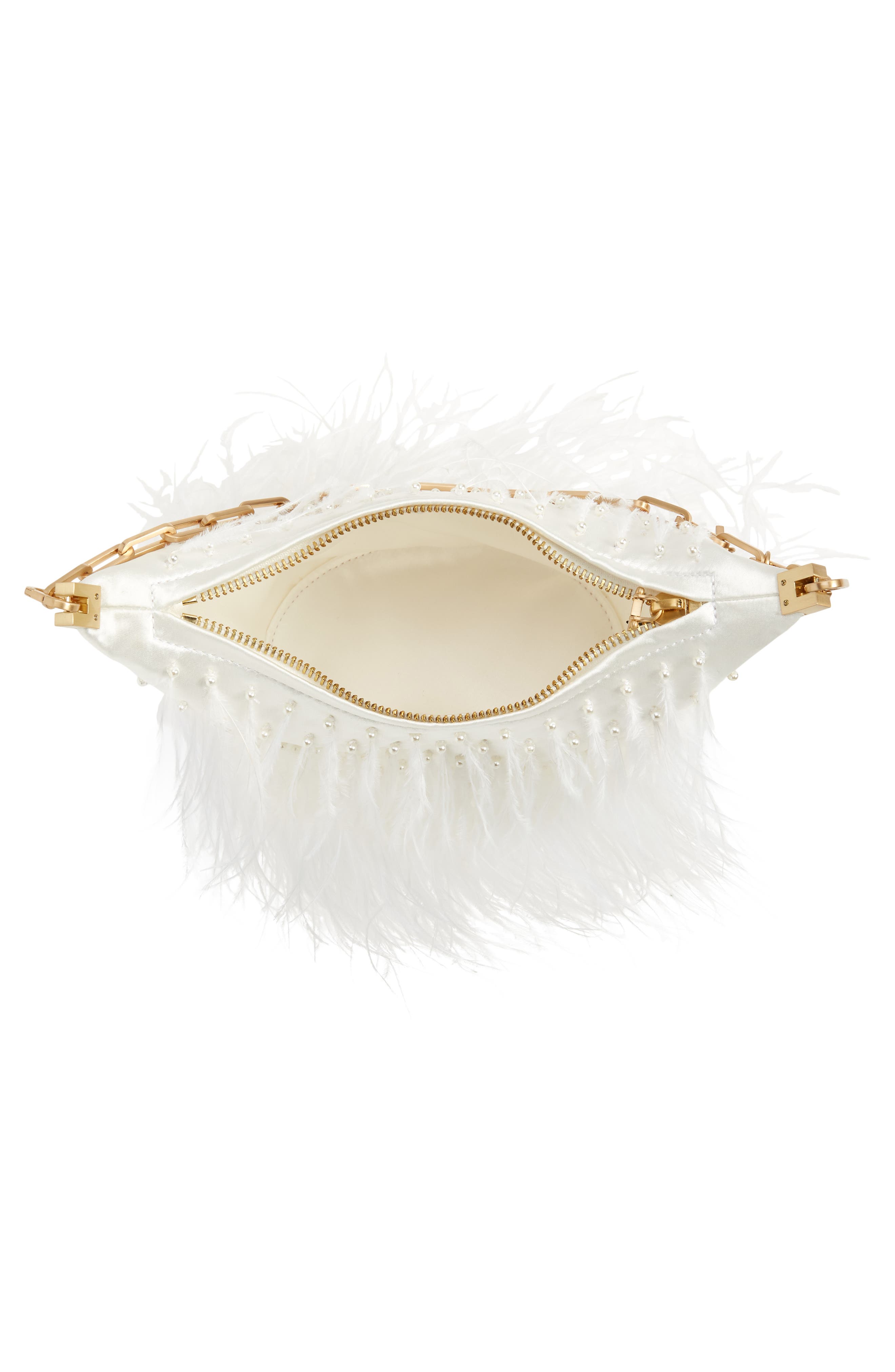Cult Gaia Gia Ostrich Feather Shoulder Bag, Alternate, color, 