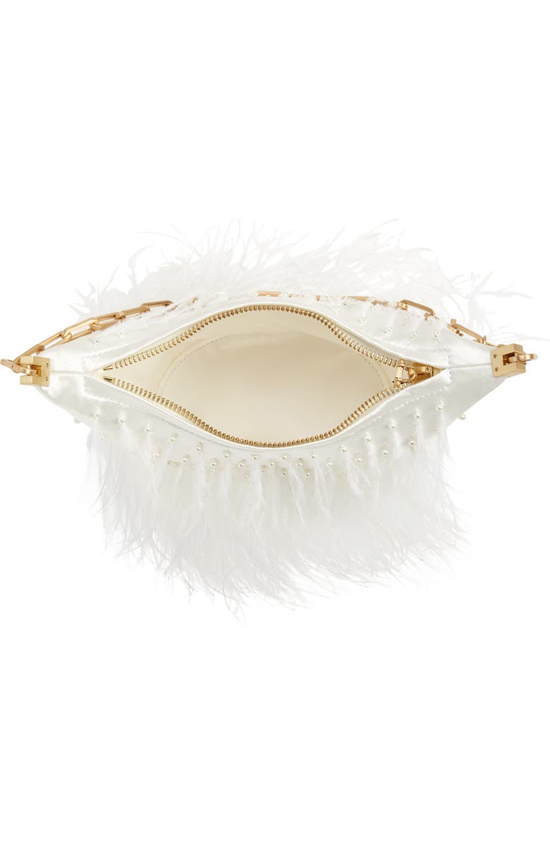 Cult Gaia Gia Ostrich Feather Shoulder Bag, Alternate, color,