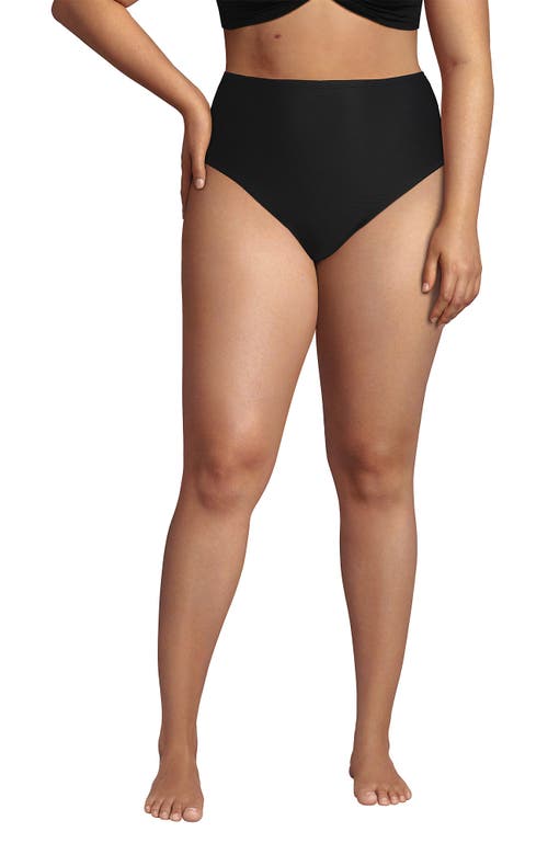 LANDS' END LANDS' END RIBBED SMOOTHING HIGH WAISTED BIKINI BOTTOMS