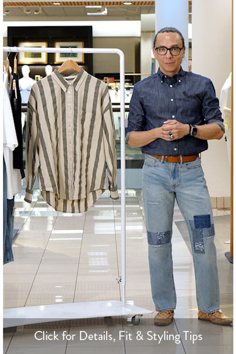 Stripe Relaxed Fit Cotton Blend Button-Up Shirt video