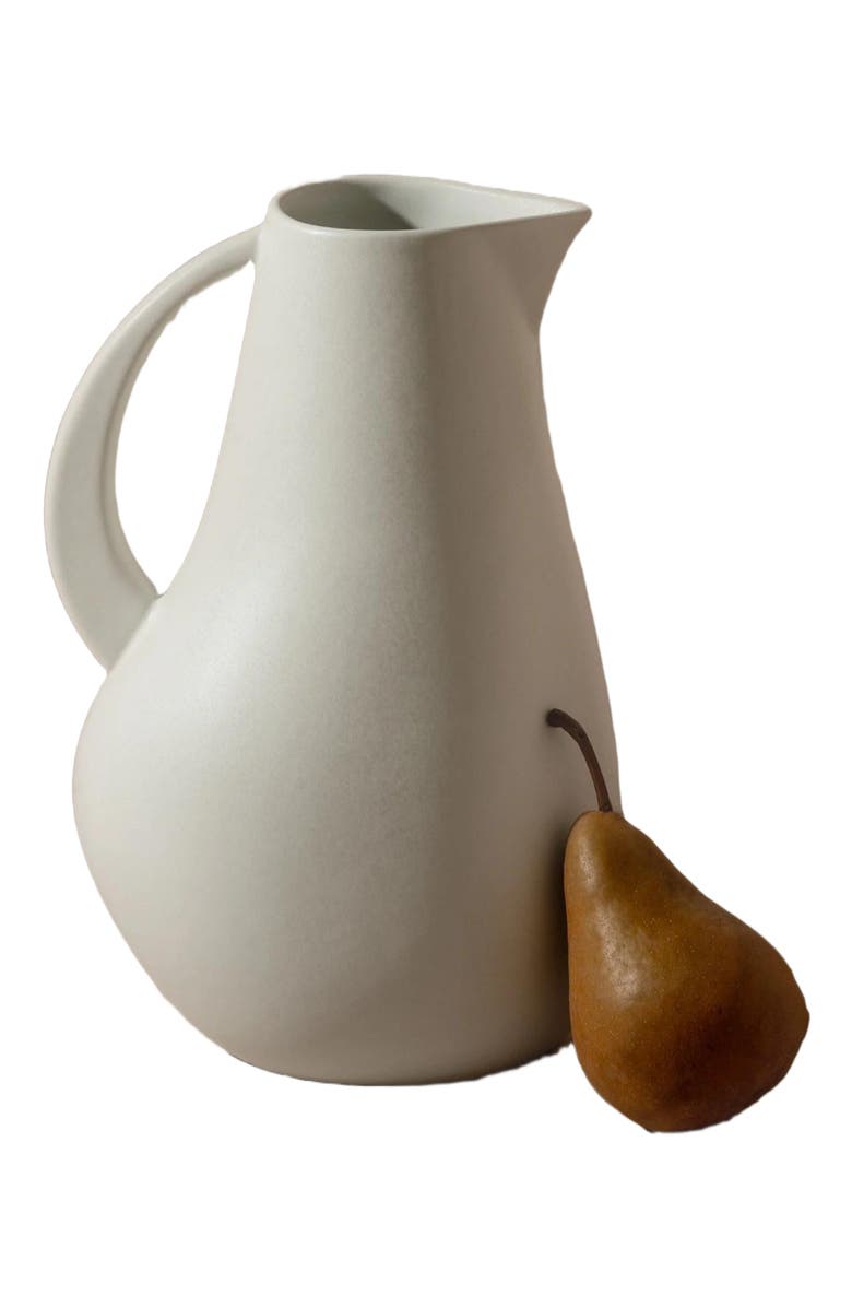 Gharyan Stoneware Pitcher Kuduo, Alternate, color, White