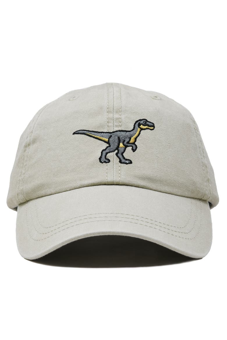 Velociraptor Dad Cap, Main, color, Washed Stone White