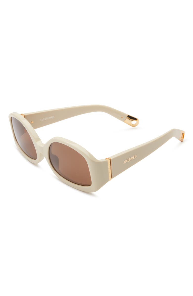 Jacquemus Colapso 50mm Rectangular Sunglasses, Alternate, color, Beige/ Gold