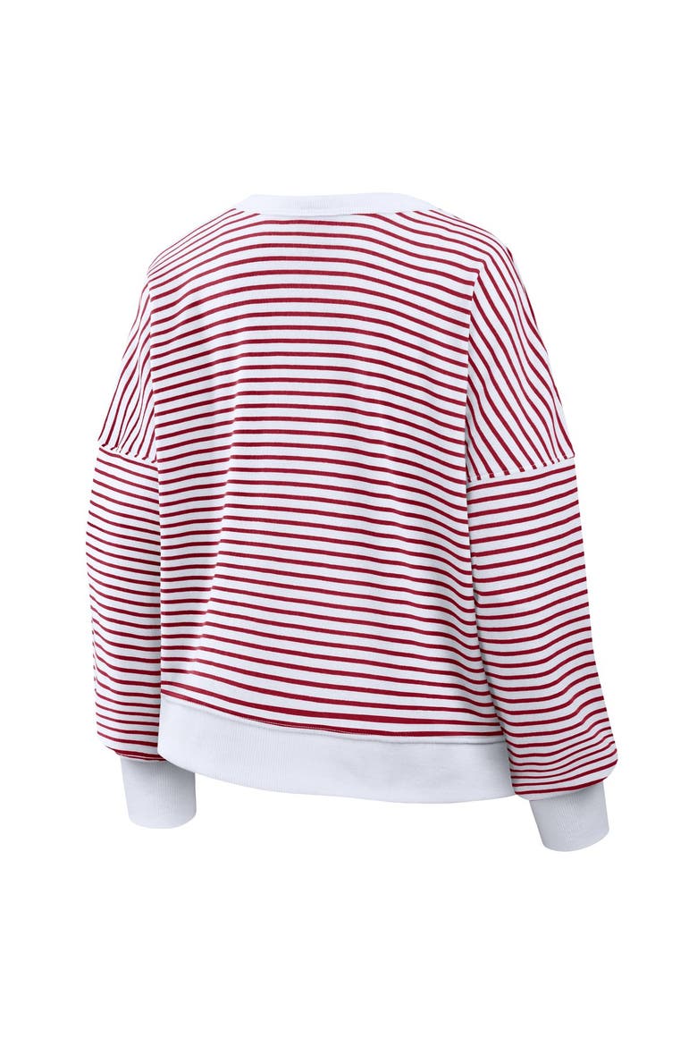 Women's Fanatics White/Scarlet San Francisco 49ers Striped Oversized French Terry Sweatshirt, Alternate, color, White