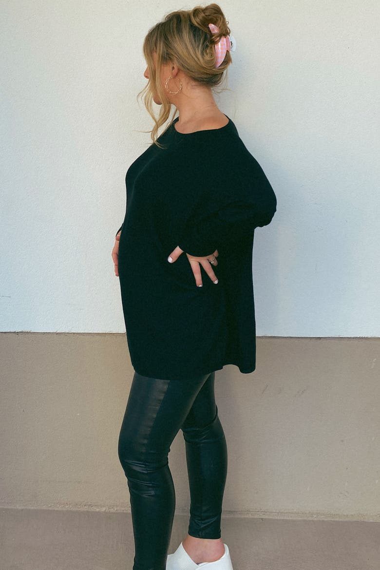 Soft Knit Boatneck Dolman Sleeve Sweater, Alternate, color, Black
