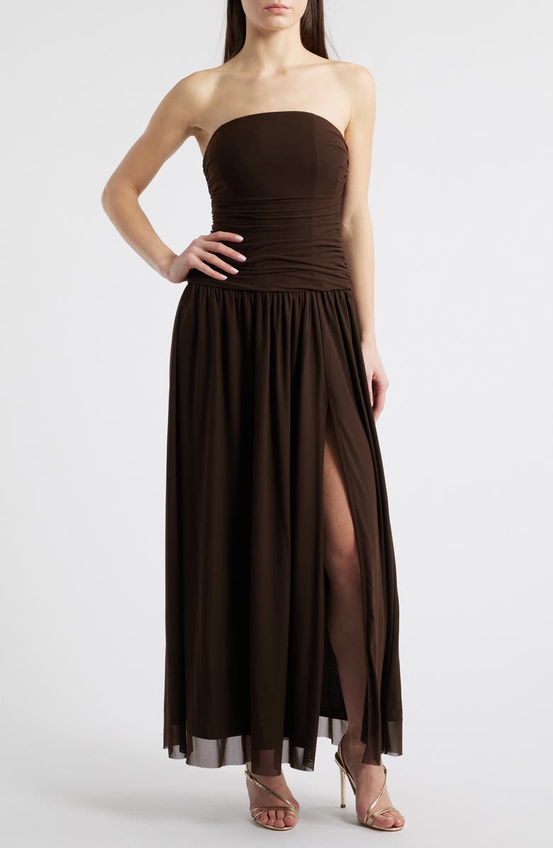 Rare London Drop Waist Mesh Maxi Dress, Main, color, 