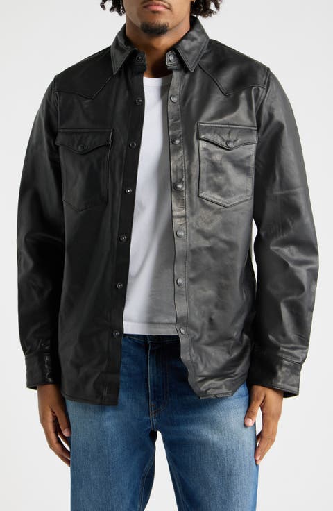 Western Leather Shirt Jacket