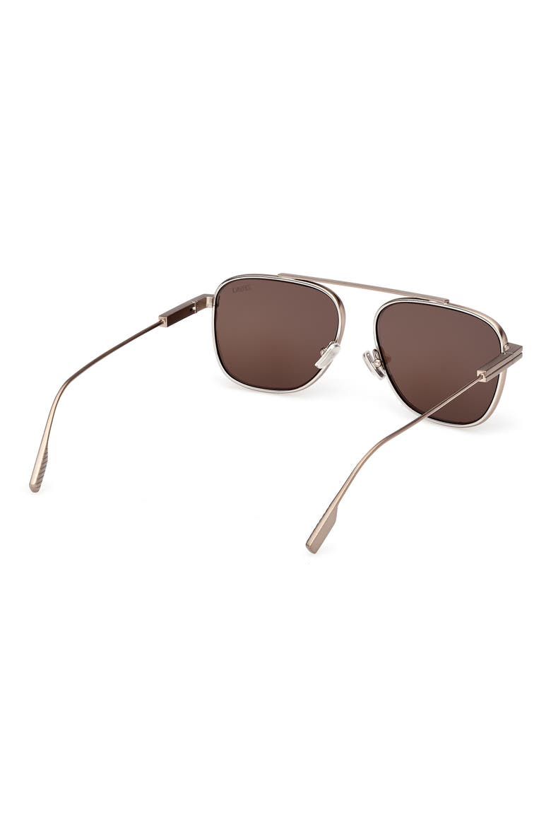 57mm Geometric Sunglasses, Alternate, color, BRONZE/ PALLADIUM/ BROWN