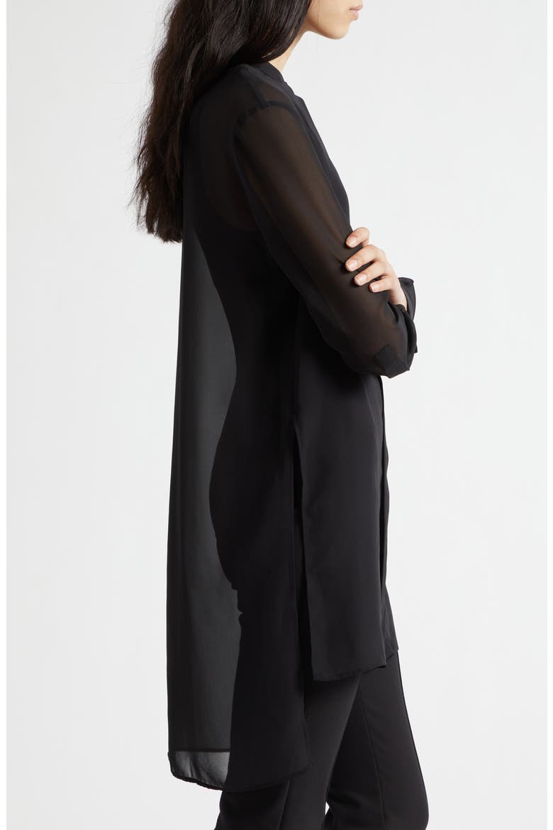 Black Techno Sheer Georgette Tunic, Alternate, color, SOLID BLACK