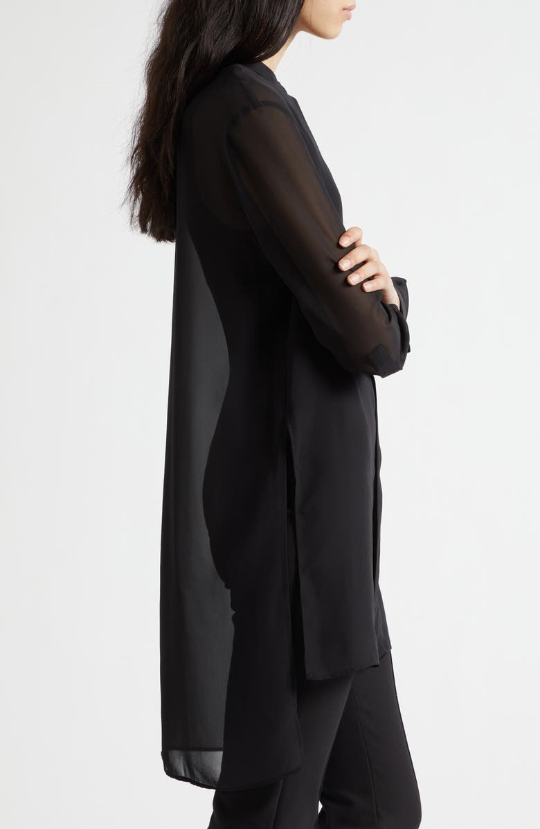 Emporio Armani Black Techno Sheer Georgette Tunic, Alternate, color, Solid Black