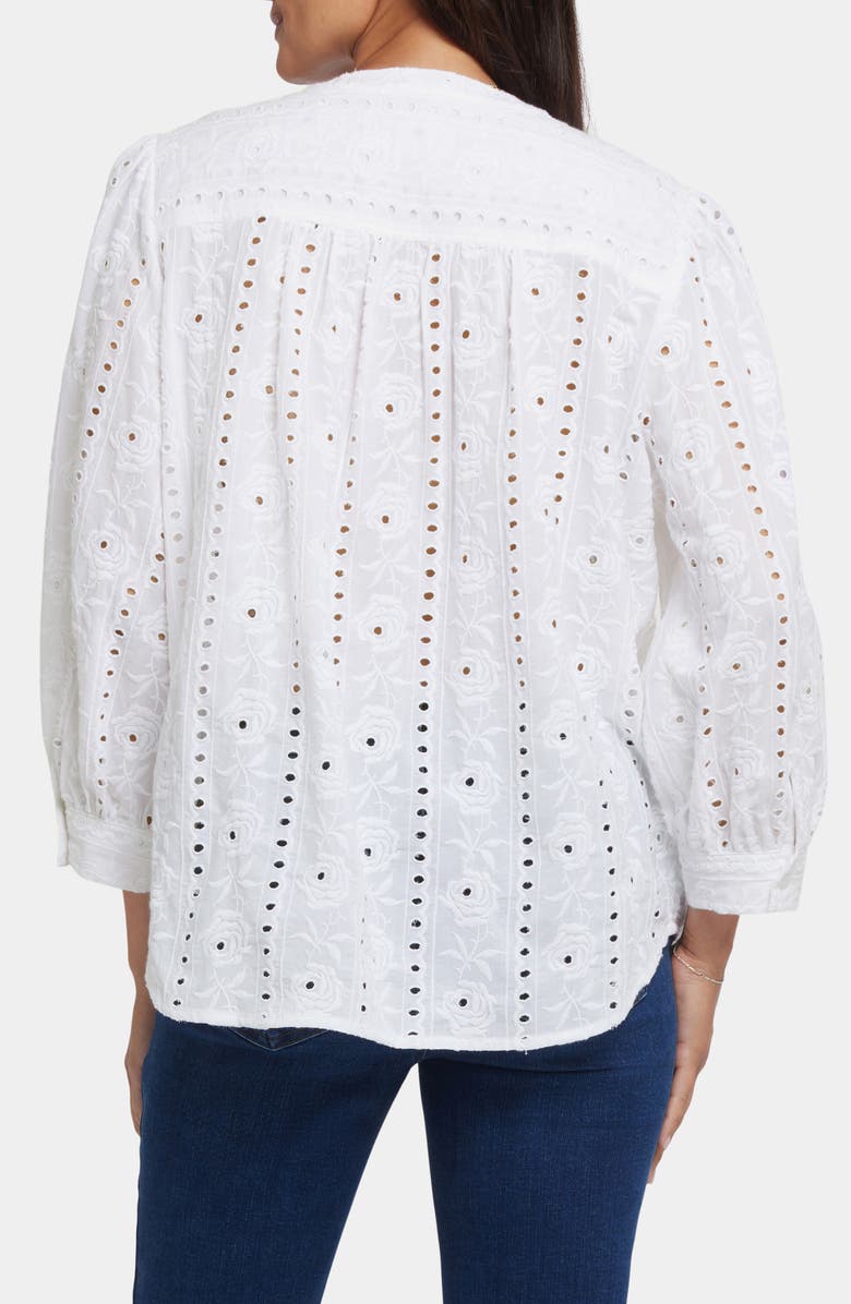 NYDJ Bonnie Embroidered Eyelet Top, Alternate, color, Optic White