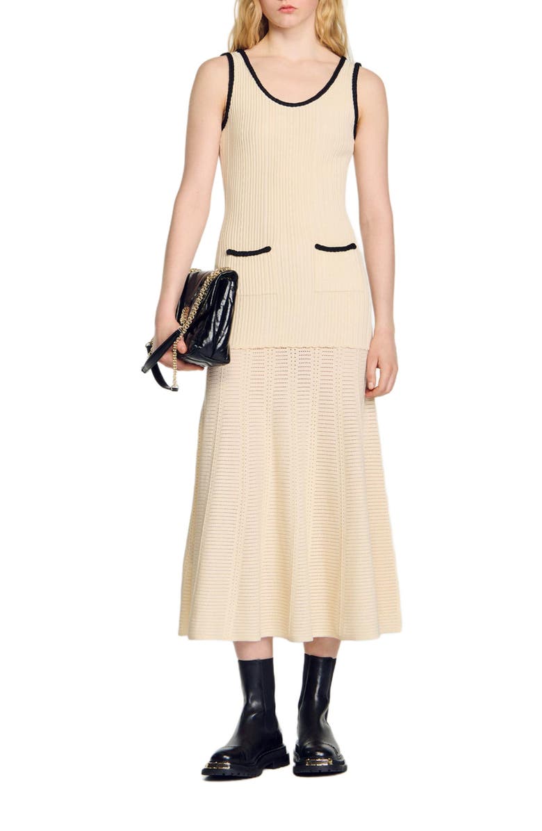 SANDRO Pointelle knit dress, Alternate, color, 