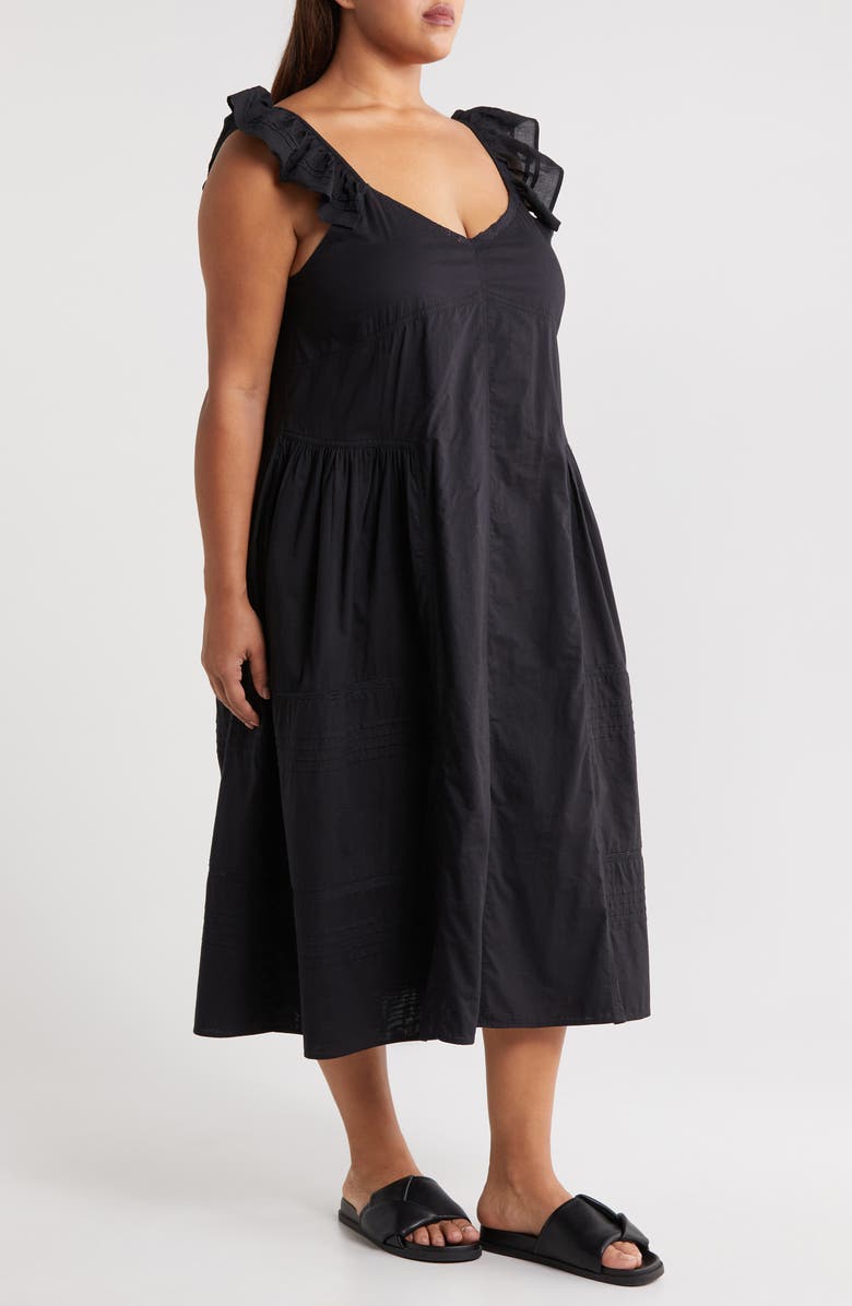 Treasure & Bond Tie Back Flutter Sleeve Cotton Midi Dress, Alternate, color, 