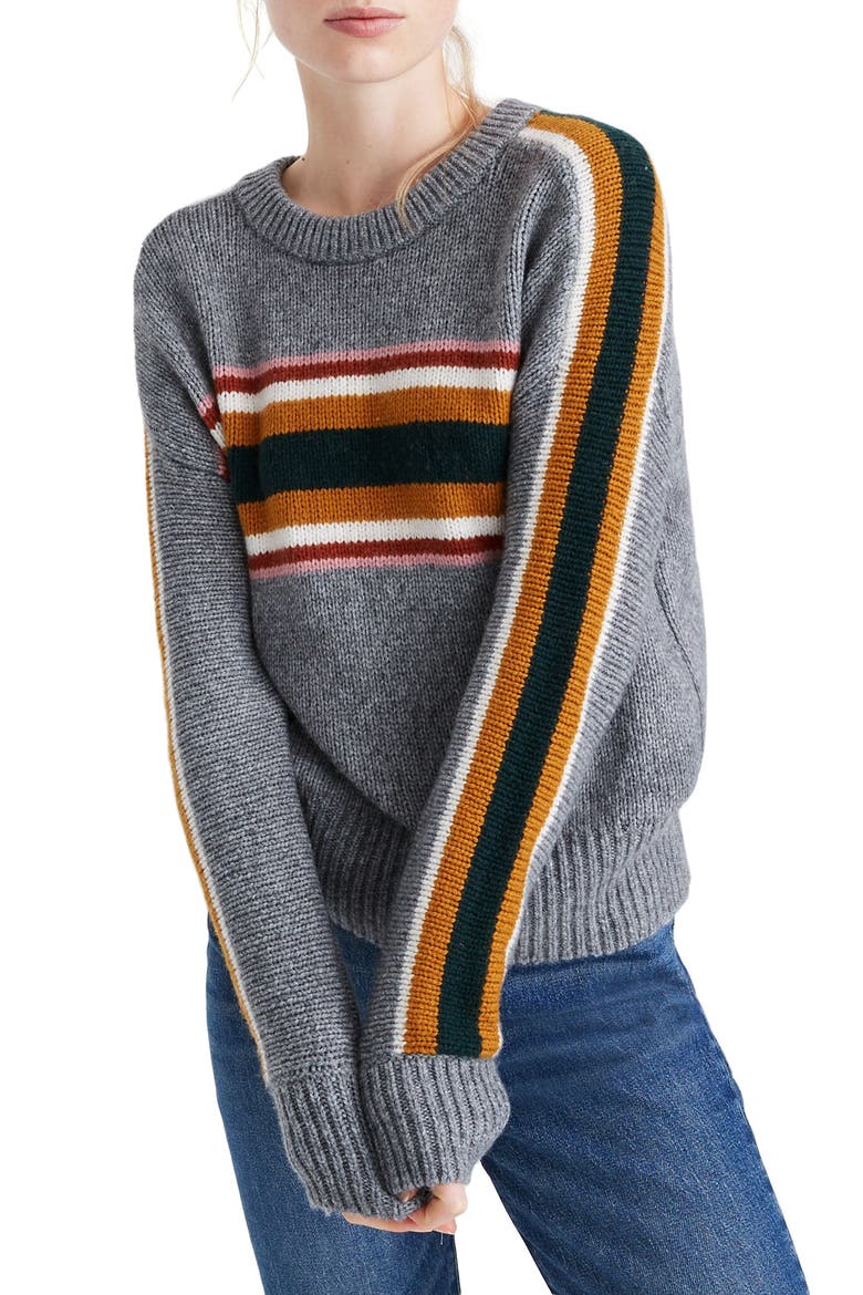 Striped Heath Pullover Sweater, Main, color, HEATHER STONE