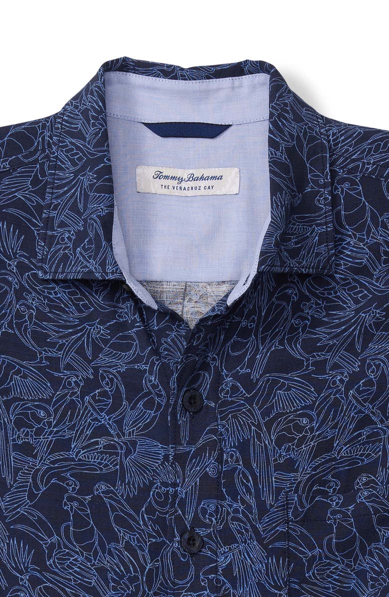 Tommy Bahama Veracruz Cay Paradise Pajaro Sleeve Button-Up Shirt, Alternate, color, Deep Tahoe