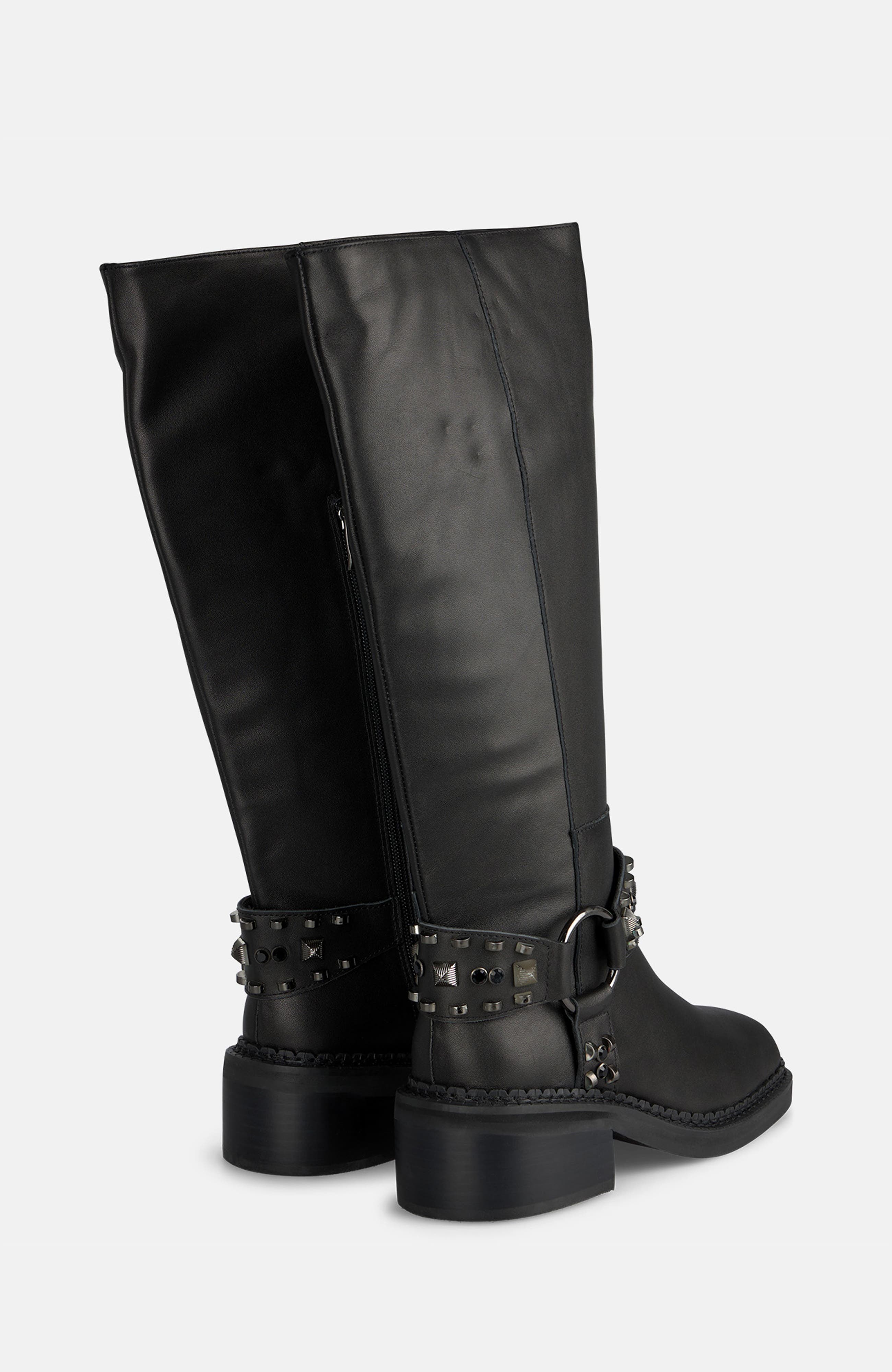 Studded Biker Boot, Alternate, color, Black