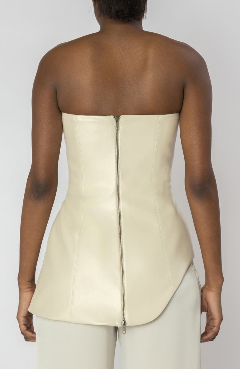 ISRAELLA KOBLA Indira Strapless Faux Leather Corset Top, Alternate, color, Cream