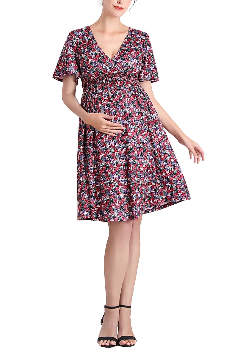 Evin V-Neck Maternity/Nursing Dress, Main, color, Multicolored