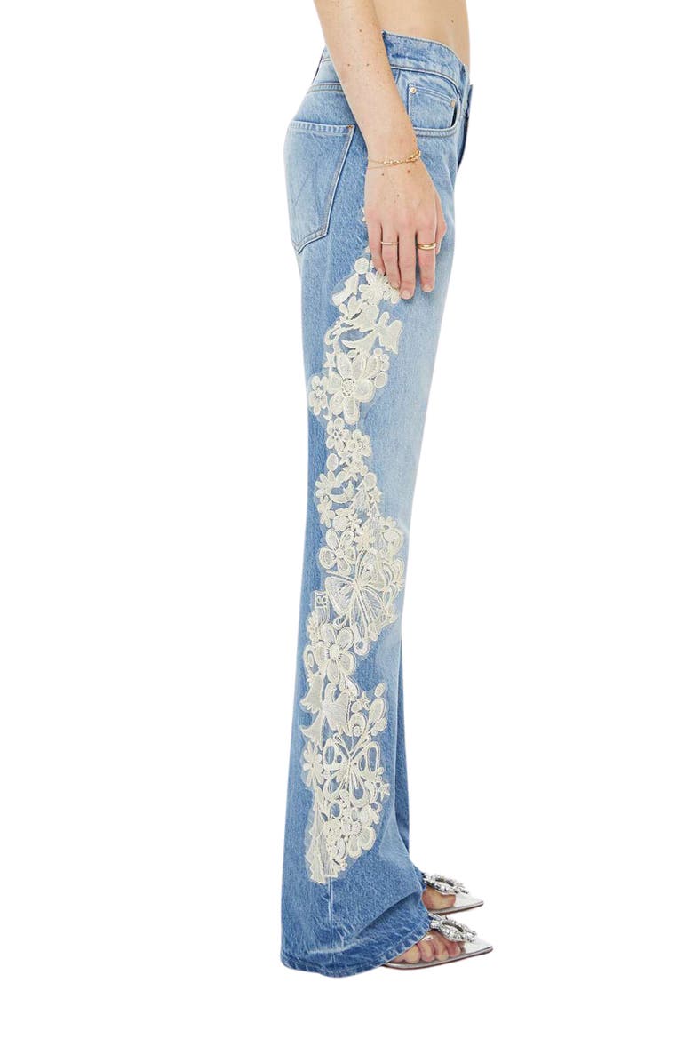 MOTHER The Chomp Heel Lace Trim Bootcut Jeans, Alternate, color, Wish Bone