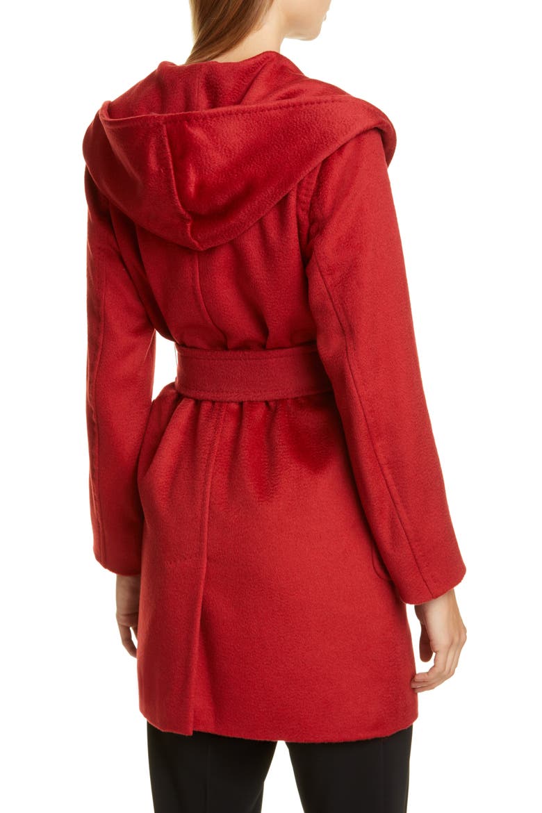 Rialto Hooded Camel Hair Coat, Alternate, color, RED
