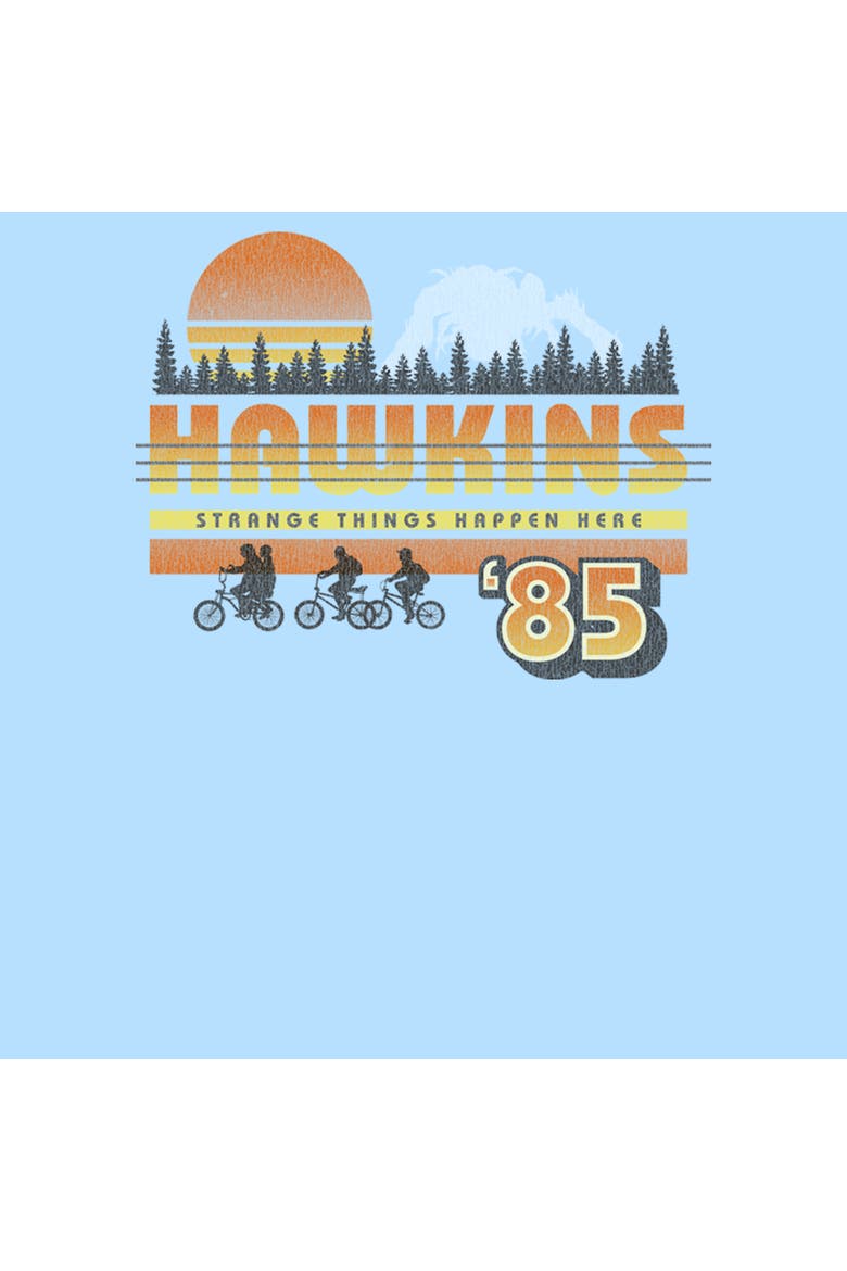 Netflix Men's Stranger Things Retro Hawkins Bikers Graphic T-Shirt, Alternate, color, Light Blue