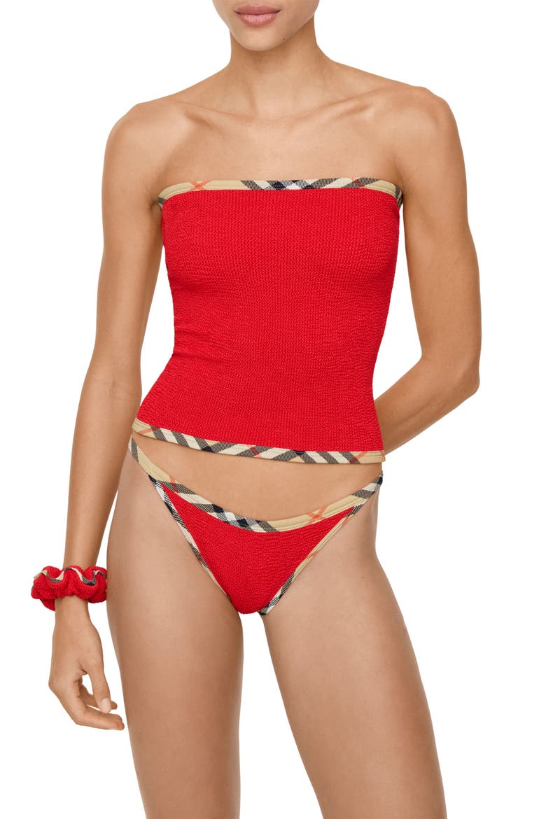 Devyn 2-in-1 Swim Skirt/Tube Top & Matching Scrunchie Set, Alternate, color, RED
