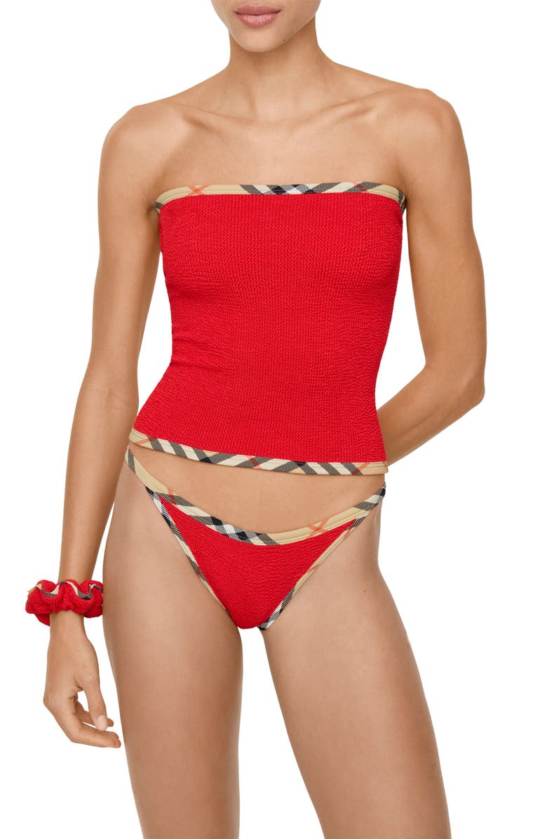 Burberry x Hunza G Devyn 2-in-1 Swim Skirt/Tube Top & Matching Scrunchie Set, Alternate, color, Red