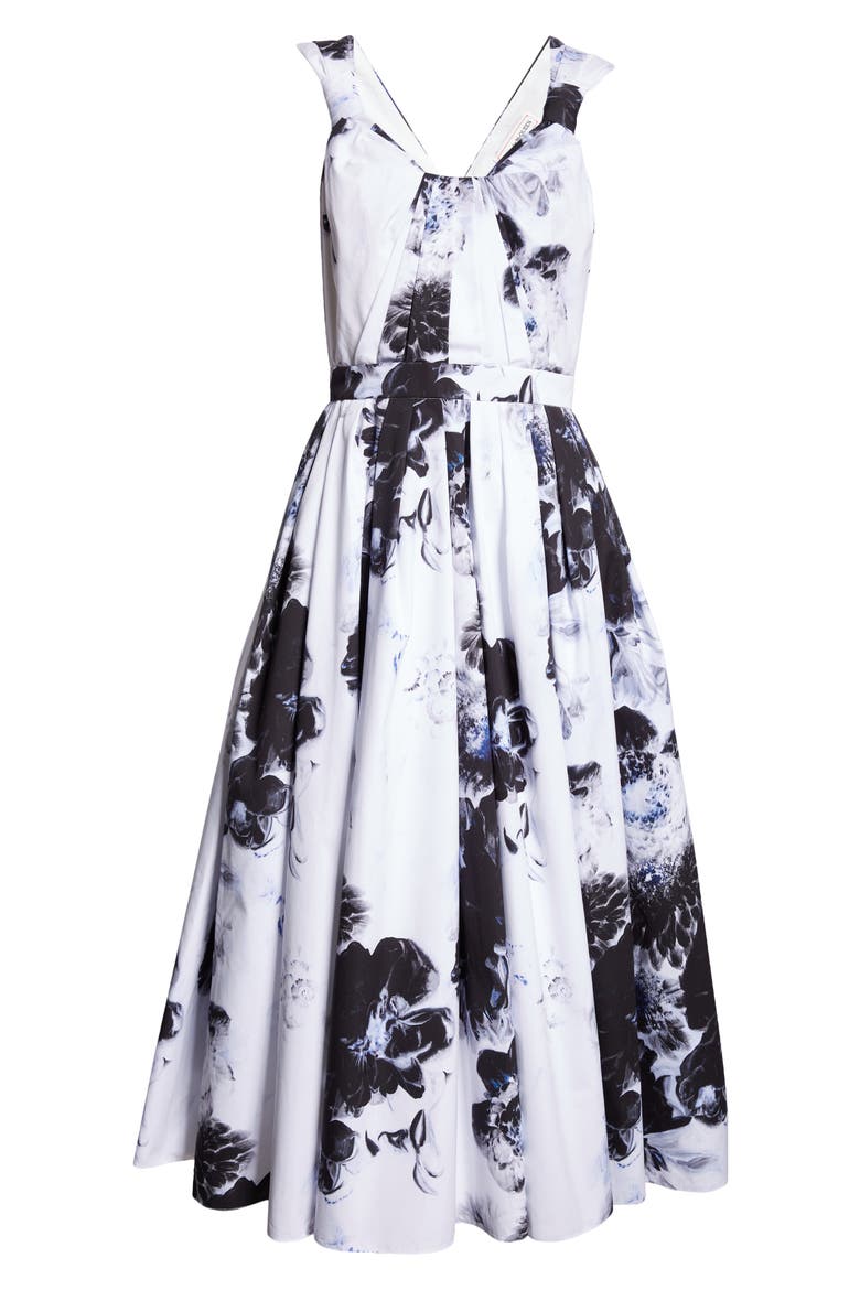 Chiaroscuro Floral Cotton Poplin Fit & Flare Dress, Alternate, color, INK