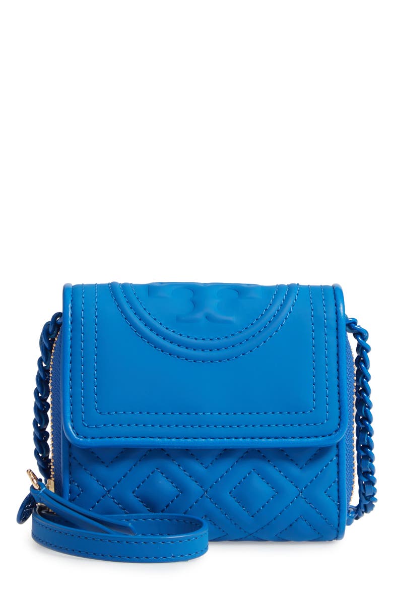 Mini Fleming Matte Wallet on a Chain, Main, color, MEDITERRANEAN BLUE