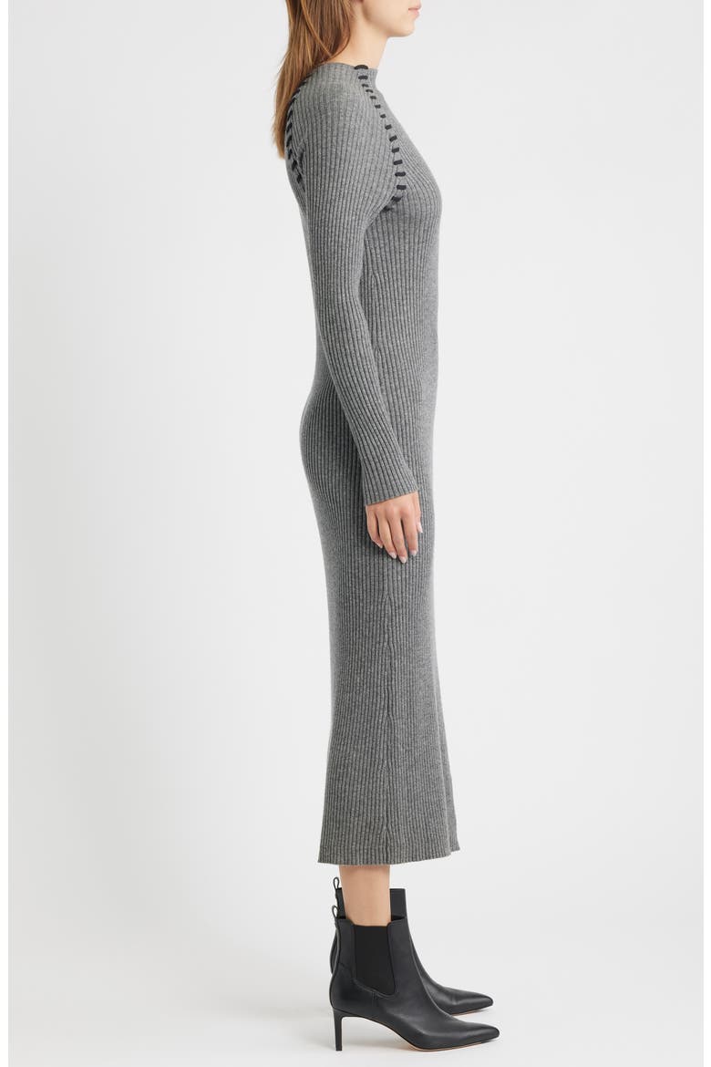 Imara Long Sleeve Rib Wool Blend Sweater Dress, Alternate, color, CHARCOAL