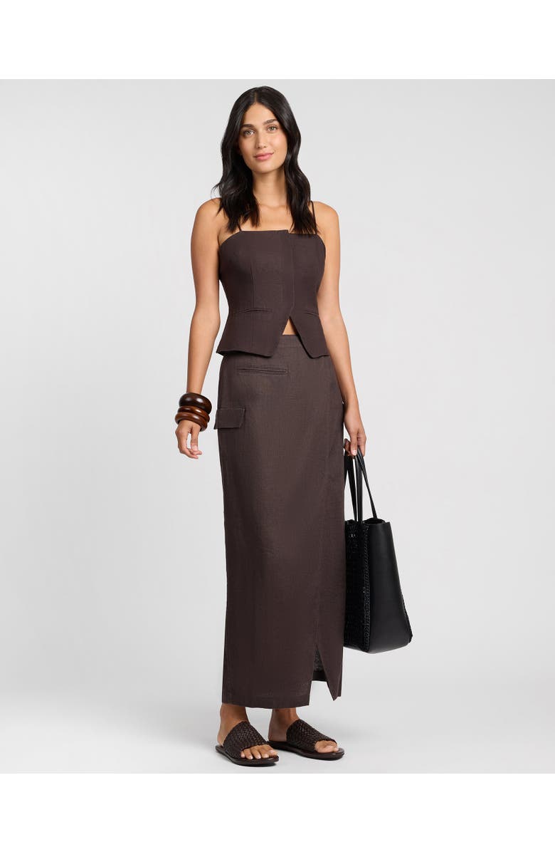 Onia Air Linen Straight Neck Top, Alternate, color, Espresso