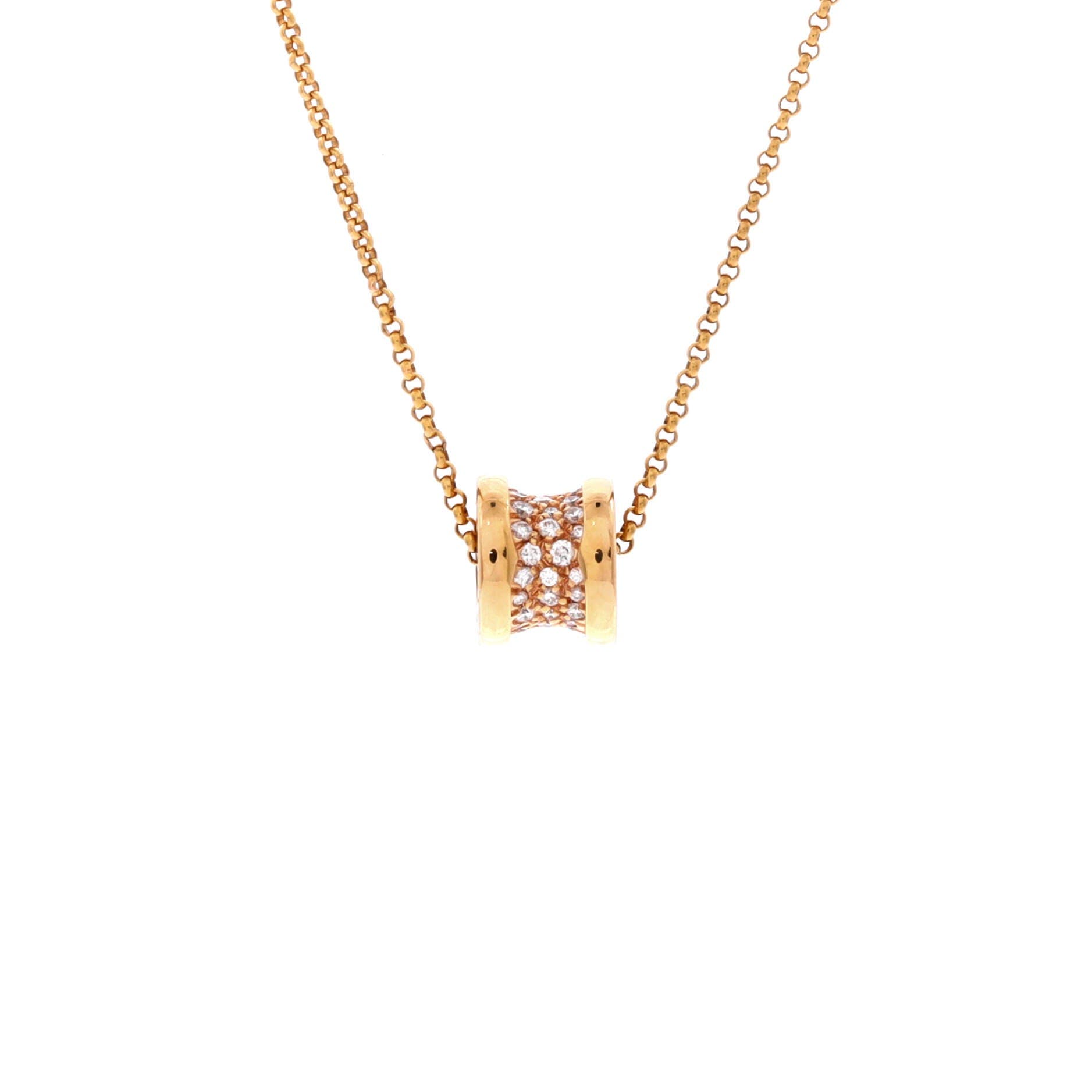 B.Zero1 Pendant Necklace 18K Rose Gold with Pave Diamonds Mini, Main, color, Metallic Gold