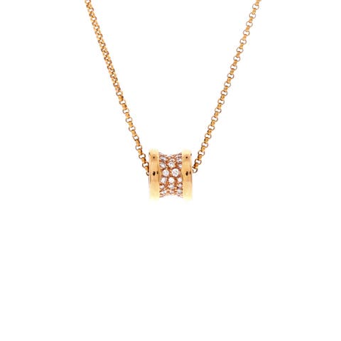 B.Zero1 Pendant Necklace 18K Rose Gold with Pave Diamonds Mini