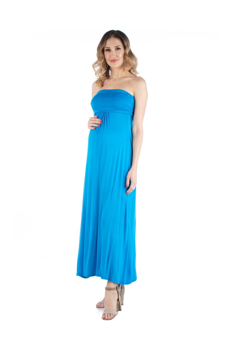 Maternity Sleeveless Empire Waist Maxi Dress, Alternate, color, Turq