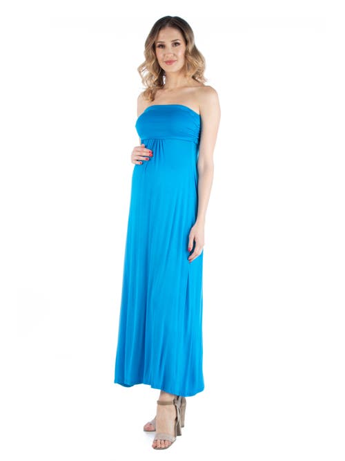 24seven Comfort Apparel Maternity Sleeveless Empire Waist Maxi Dress In Multi