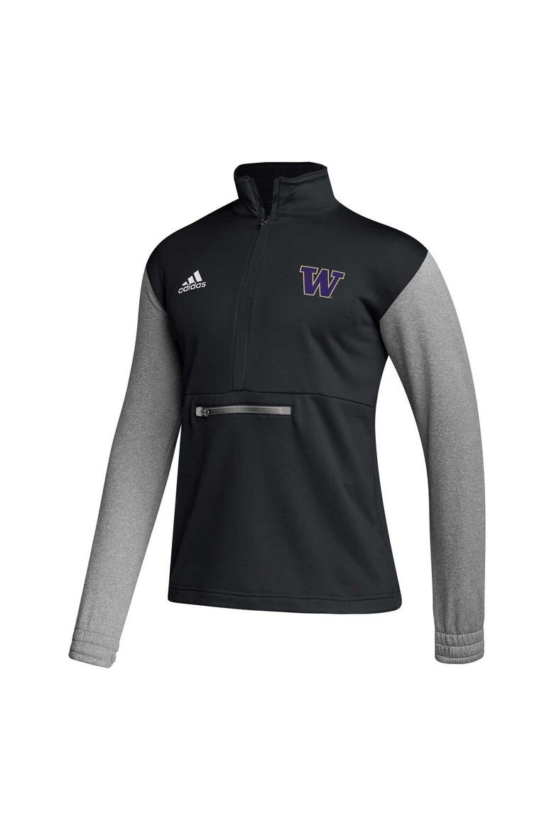 Men's adidas Black Washington Huskies Sideline AEROREADY Half-Zip Top, Alternate, color, Black