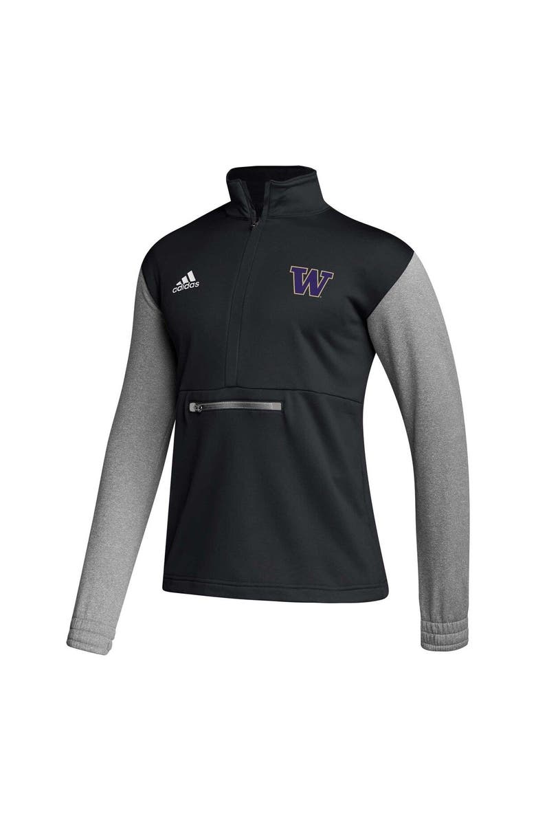 adidas Men's adidas Black Washington Huskies Sideline AEROREADY Half-Zip Top, Alternate, color, Black