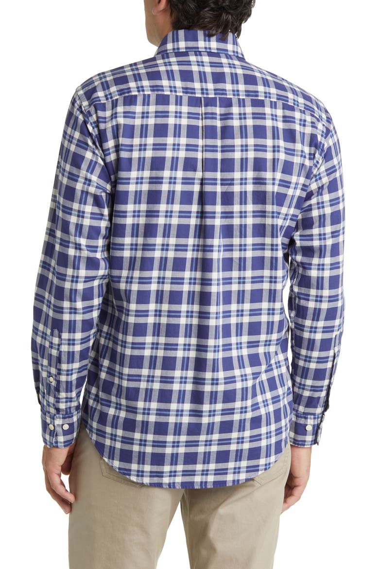 Truett Plaid Soft Cotton Button-Up Shirt, Alternate, color, NAVY