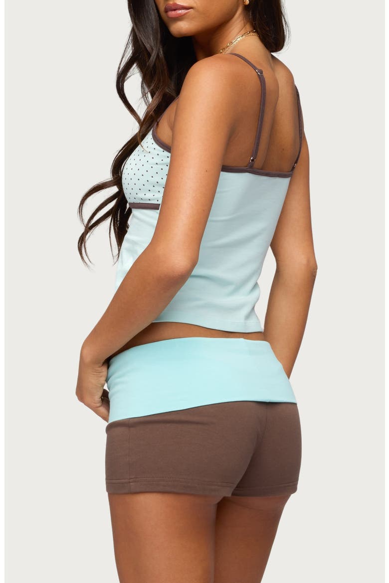 Rhoda Contrast Polka Dot Stretch Cotton Camisole, Alternate, color, TURQUOISE