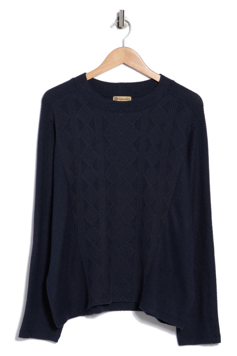 Textured Dolman Sleeve Sweater, Alternate, color, HEATHER NAVY