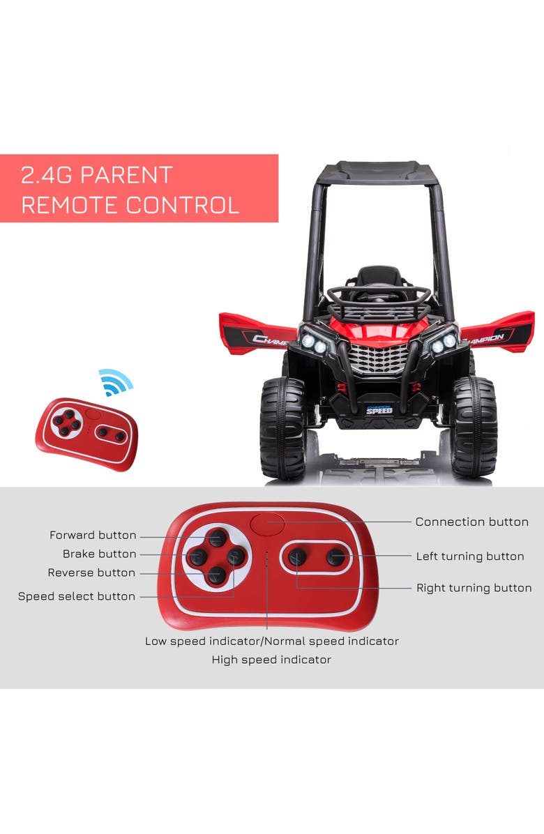Aosom 12V Kids UTV with Remote Control, Suspension System, Alternate, color, Red