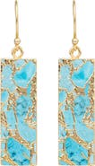 SAACHI 18K Gold Plated Mojave Turquoise Rectangle Drop Earrings