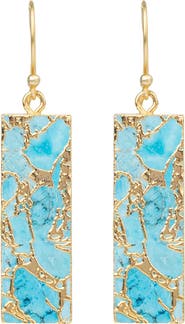 SAACHI 18K Gold Plated Mojave Turquoise Rectangle Drop Earrings