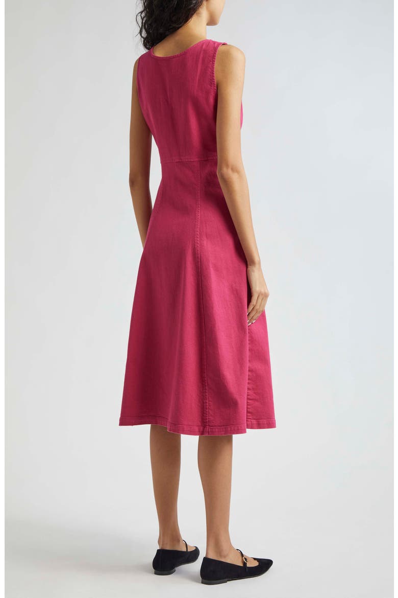 Sleeveless Denim Midi Dress, Alternate, color, RASPBERRY