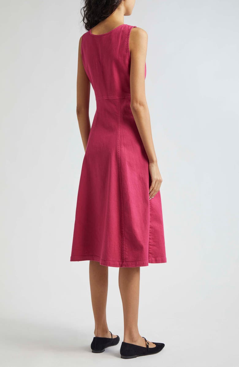 Emporio Armani Sleeveless Denim Midi Dress, Alternate, color, Raspberry