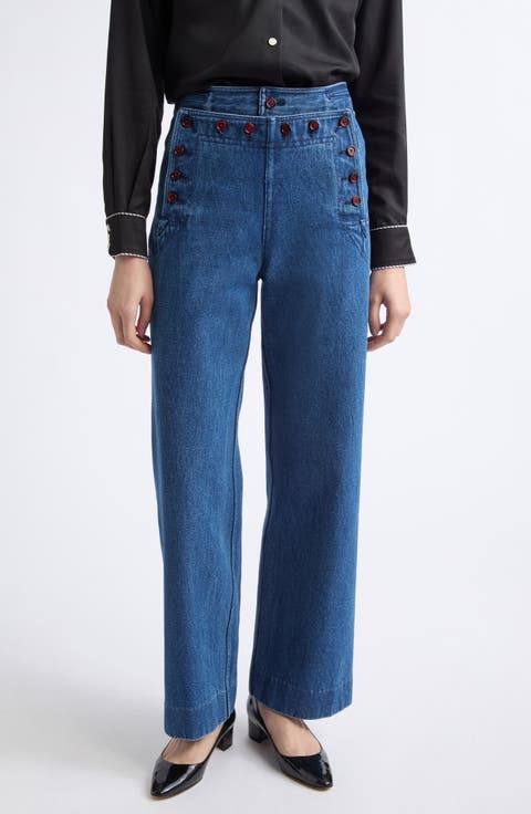 Denim Sailor Ankle Pants