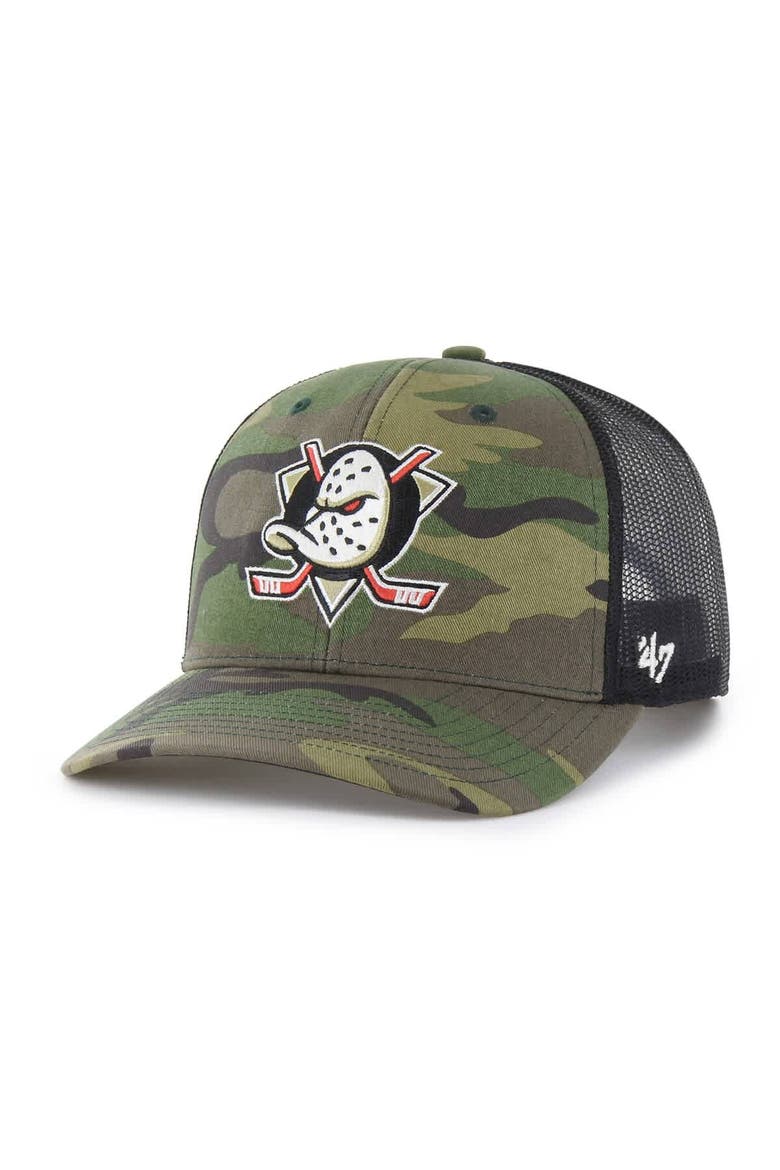 Men's '47 Camo/Black Anaheim Ducks Trucker Adjustable Hat, Main, color, Camo